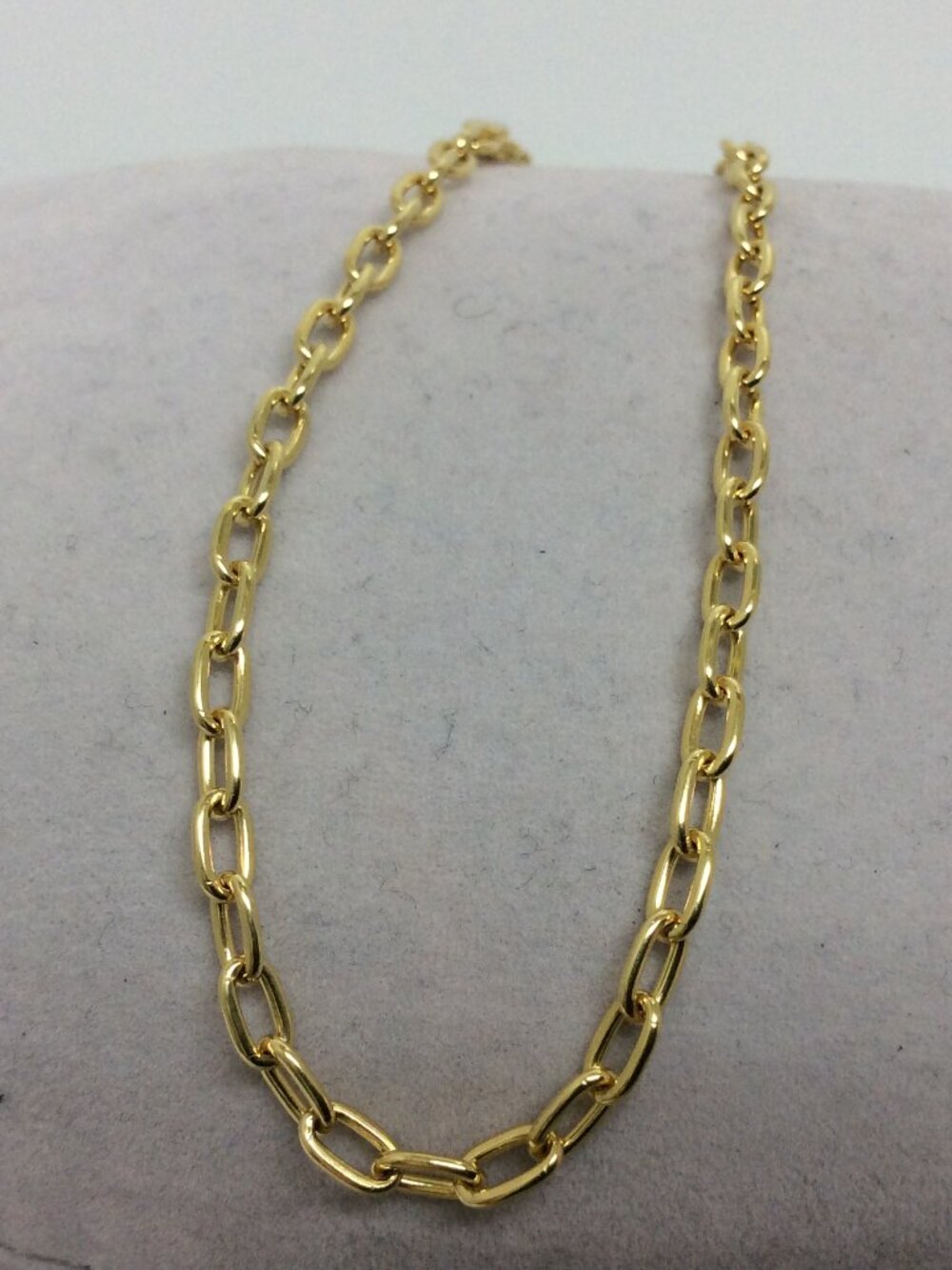 14k Yellow Real Gold Rolo Loop Charm Bracelet 7''  Long 3.50gr